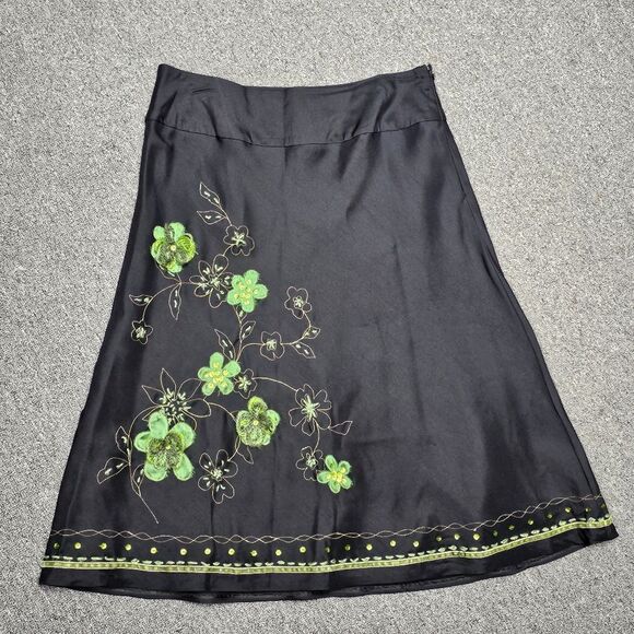 Fairycore Forestcore Artsy Forest Fairy Skirt Black Floral Ribbon Embellished 8 - Picture 5 of 12